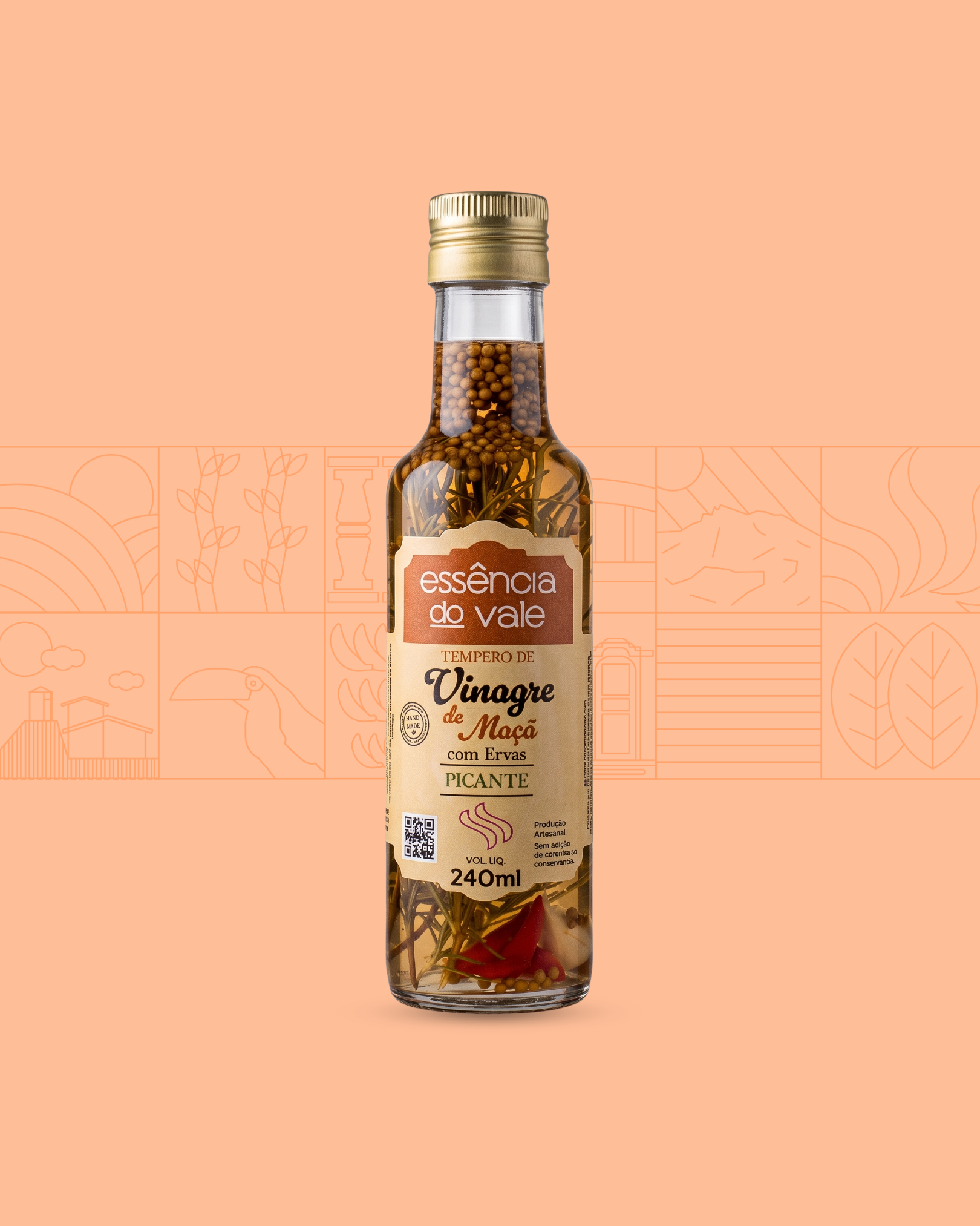 Vinagre Aromatizada com Ervas Picantes Essência do Vale