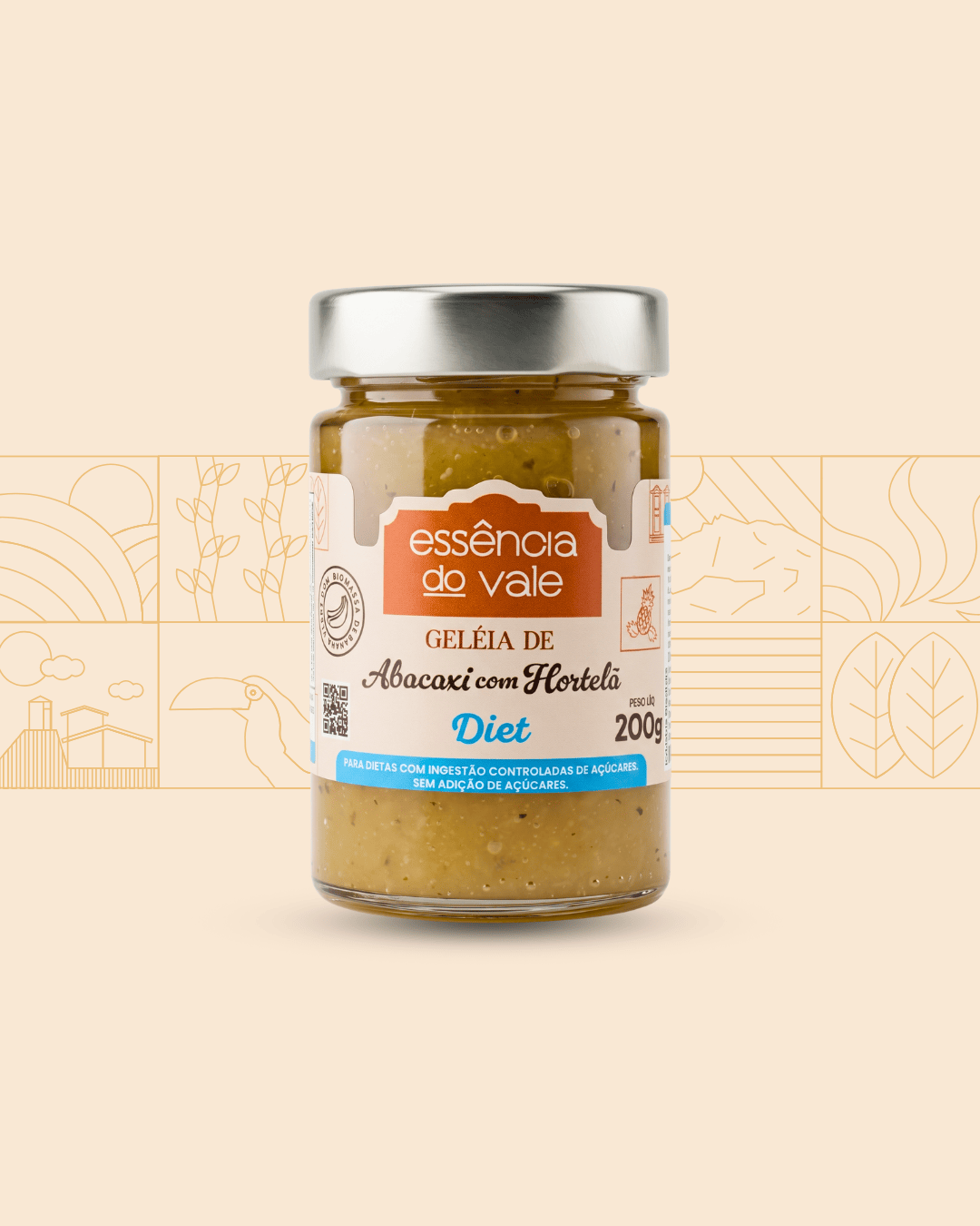 15581756534-geleia-de-abacaxi-c-hortela-diet.png Geleia de Abacaxi com Hortelã Diet Sem Adição de Açúcar 200g - Imagem 1