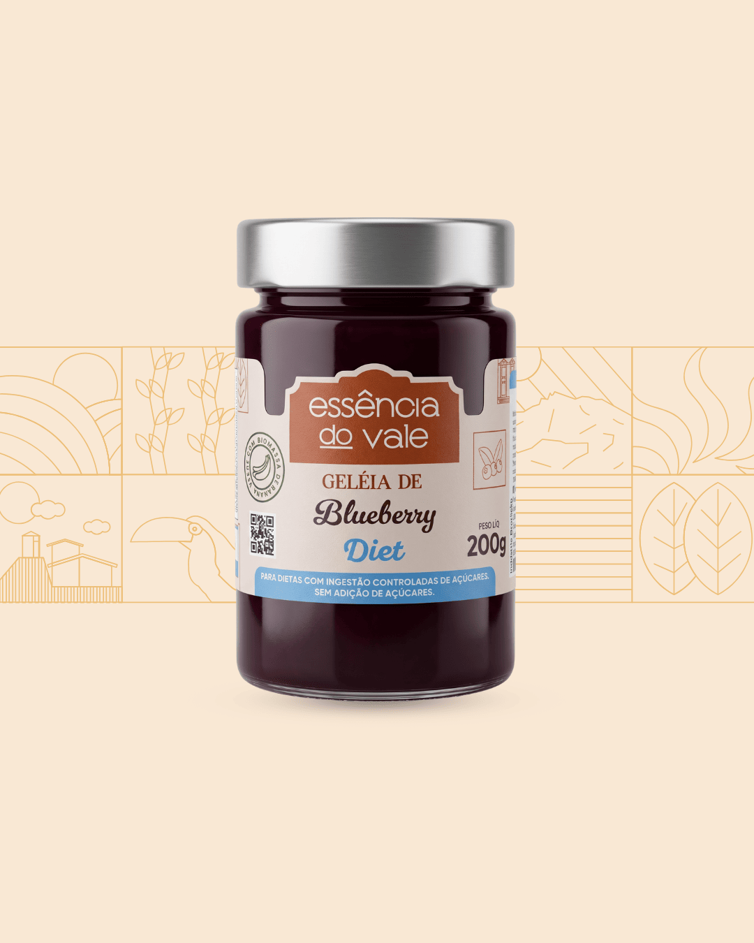 15581871239-geleia-de-blueberry-diet.png Geleia de Blueberry Diet Sem Adição de Açúcar 200g Essência do Vale - Imagem 1