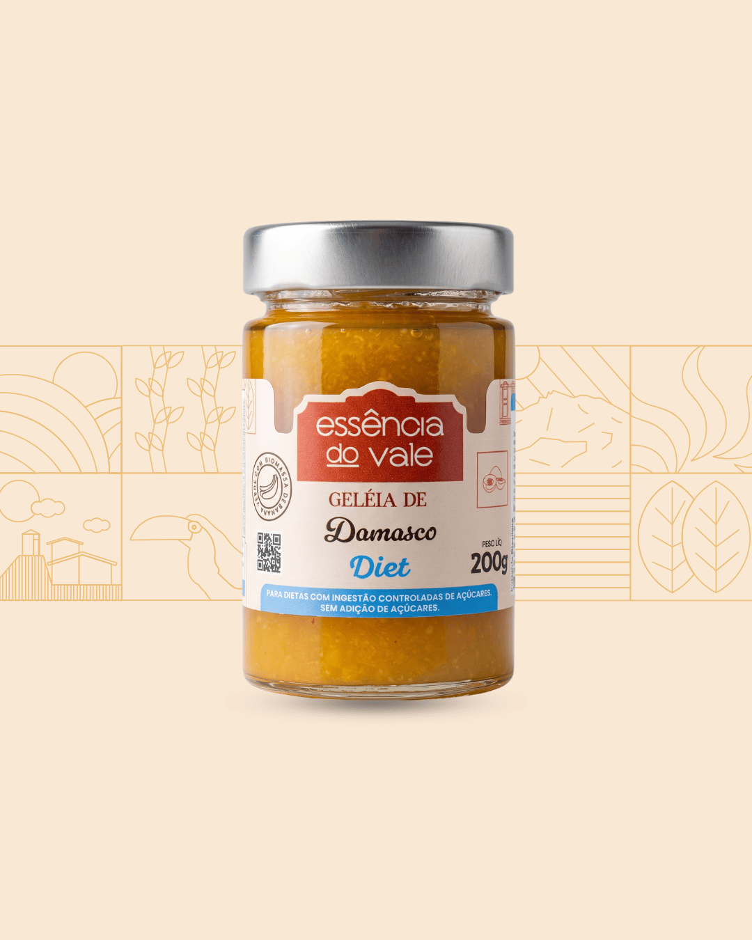 15581913486-geleia-de-damasco-diet.png Geleia de Damasco Diet Sem Adição de Açúcar da Essência do Vale 200g - Imagem 1