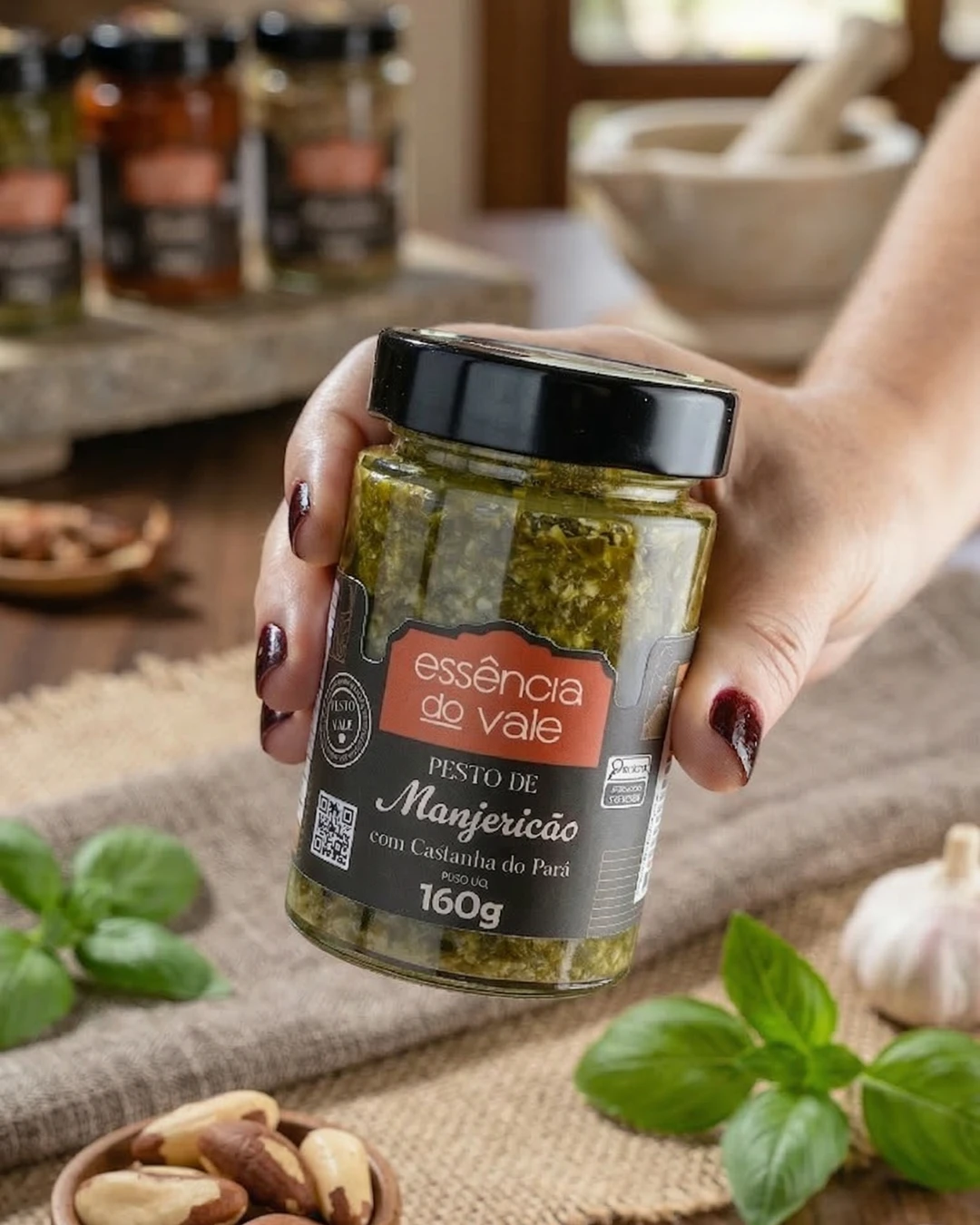 Pesto de Manjericão com Castanha do Pará Essência do Vale 160g - Imagem 3