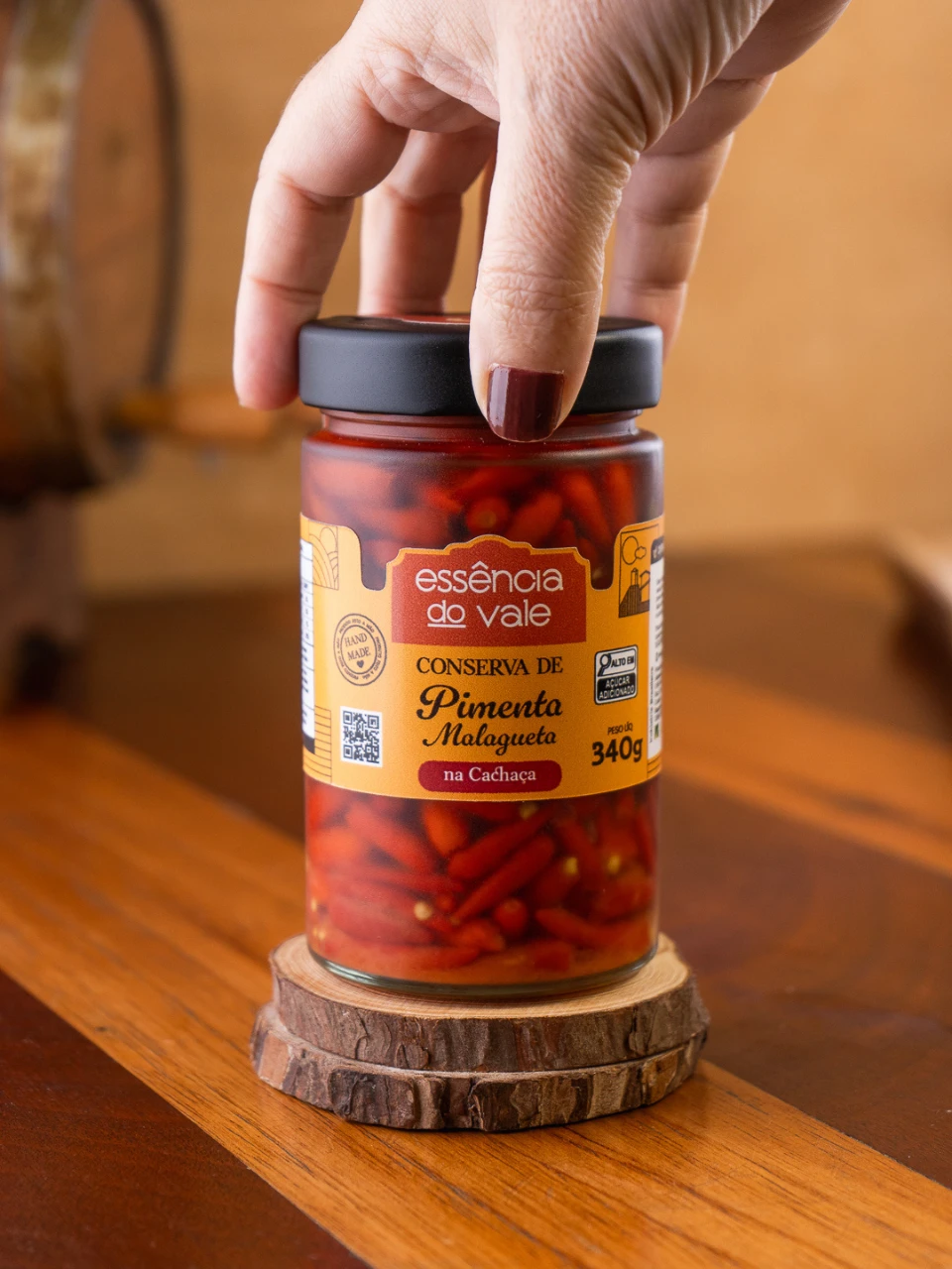 Pimenta Malagueta na Cachaça em Conserva da Essência do Vale 340g - Imagem 2